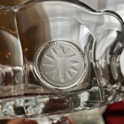 4 Pieces Fostoria Coin Glass Serving Bowls Oval Round Clear Scalloped Edge Frosted Coins