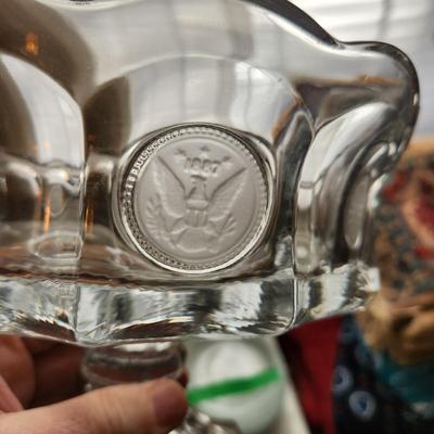 4 Pieces Fostoria Coin Glass Serving Bowls Oval Round Clear Scalloped Edge Frosted Coins
