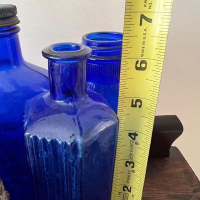 Big Lot Vintage Cobalt Blue Glass - Medicine, Figurines, Metal Tops (2 of 2)