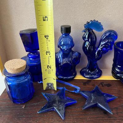 Big Lot Vintage Cobalt Blue Glass - Medicine, Figurines, Metal Tops (2 of 2)
