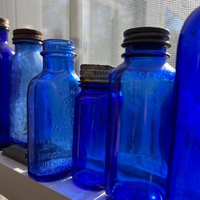 Big Lot Vintage Cobalt Blue Glass - Medicine, Figurines, Metal Tops (2 of 2)