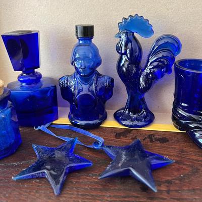 Big Lot Vintage Cobalt Blue Glass - Medicine, Figurines, Metal Tops (2 of 2)