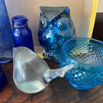 Big Lot Vintage Cobalt Blue Glass - Medicine, Figurines, Metal Tops (2 of 2)