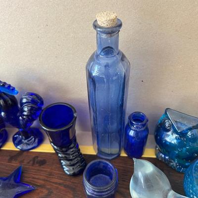 Big Lot Vintage Cobalt Blue Glass - Medicine, Figurines, Metal Tops (2 of 2)