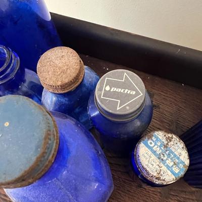 Big Lot Vintage Cobalt Blue Glass - Medicine, Figurines, Metal Tops (2 of 2)