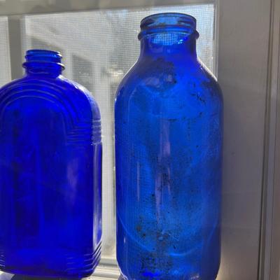 Big Lot Vintage Cobalt Blue Glass - Medicine, Figurines, Metal Tops (2 of 2)