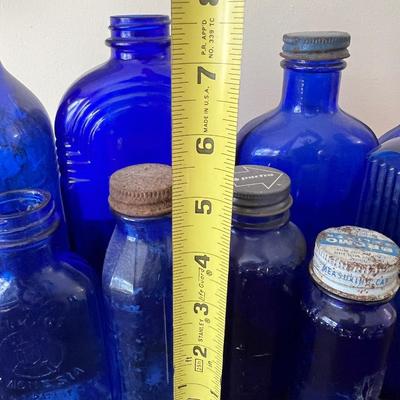 Big Lot Vintage Cobalt Blue Glass - Medicine, Figurines, Metal Tops (2 of 2)