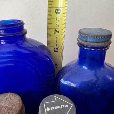 Big Lot Vintage Cobalt Blue Glass - Medicine, Figurines, Metal Tops (2 of 2)