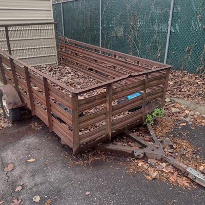 Pull Behind Trailer with Wood Floor and Metal Sides Flip Gate