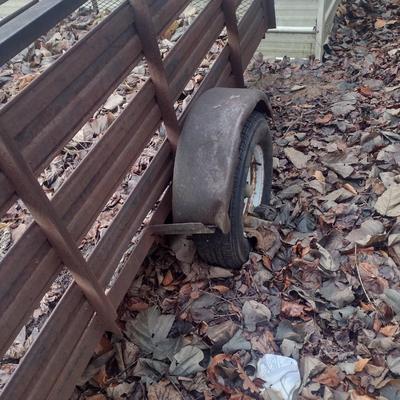 Pull Behind Trailer with Wood Floor and Metal Sides Flip Gate
