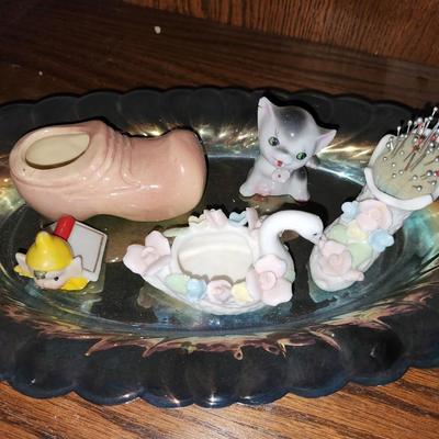 Silver tray and lot of small.