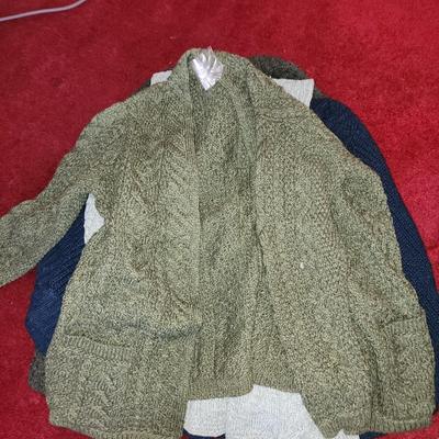 Lot of wool cardigans/sweaters.