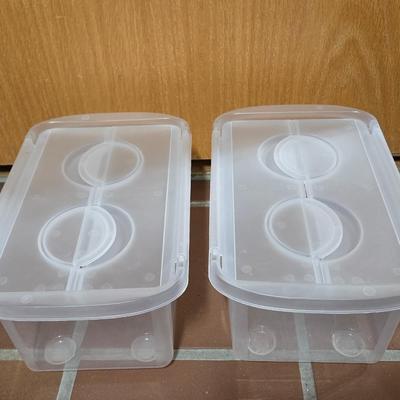 2 Small Folding Lid Storage Containers
