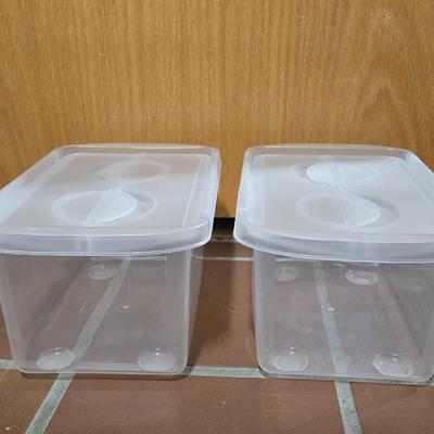 2 Small Folding Lid Storage Containers