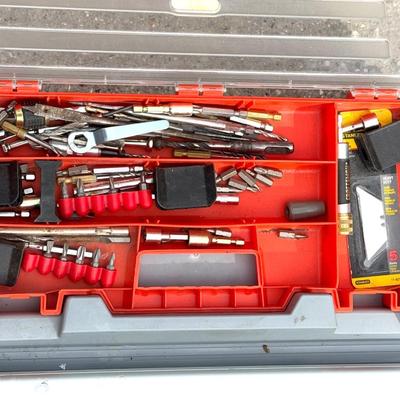 Toolbox Lot - Large Toolbox, T-Square, Levels, Saws, Socket Set
