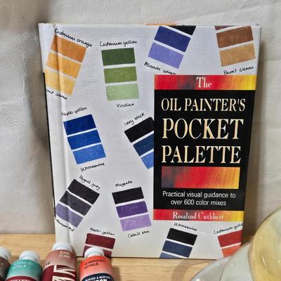 Oil Painting Book, Palette Trays, and Oil Paints