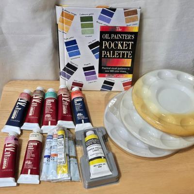 Oil Painting Book, Palette Trays, and Oil Paints