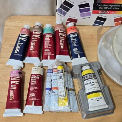 Oil Painting Book, Palette Trays, and Oil Paints