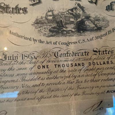 Framed US Civil War Era Loan Certificate