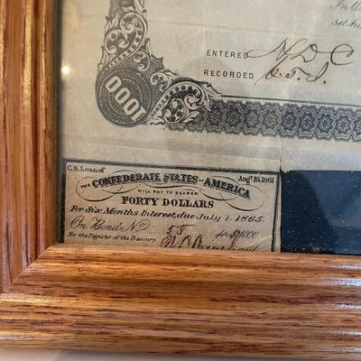 Framed US Civil War Era Loan Certificate