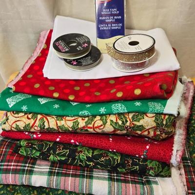 Christmas Fabrics and Ribbon