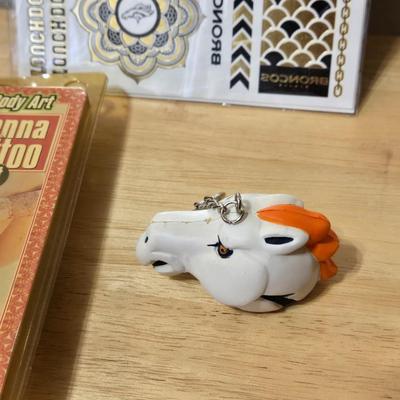 Broncos Temporary Tattoos, Keychain, and Henna Tattoo Set
