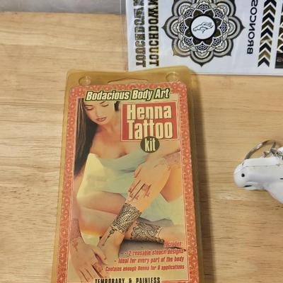 Broncos Temporary Tattoos, Keychain, and Henna Tattoo Set
