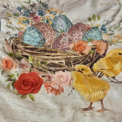 Easter Theme Beaded Table Runner and Gold Small Table Cloth