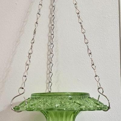 Green Glass Artist Made Bird Feeder