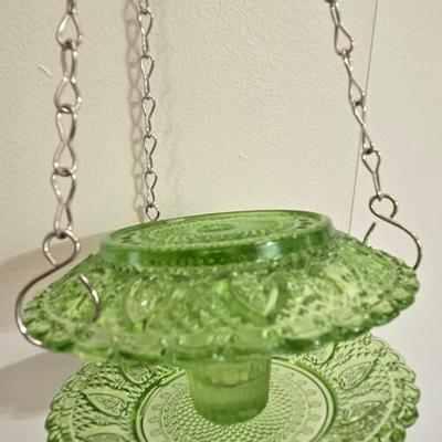 Green Glass Artist Made Bird Feeder