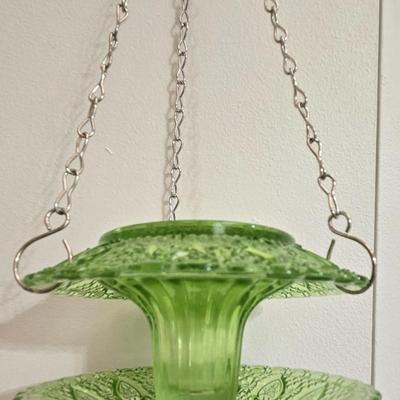 Green Glass Artist Made Bird Feeder