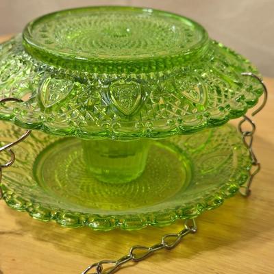 Green Glass Artist Made Bird Feeder