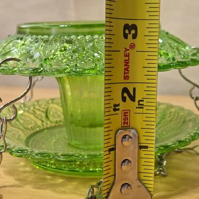 Green Glass Artist Made Bird Feeder