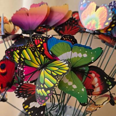 Handpainted Porcelain Vase with Colorful Whimsical Butterflies