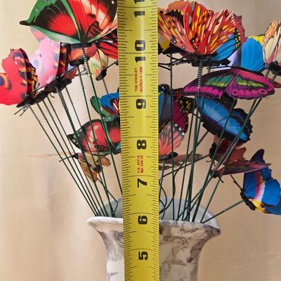 Handpainted Porcelain Vase with Colorful Whimsical Butterflies