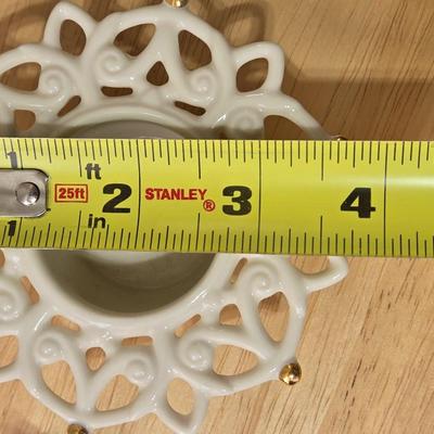 Lenox Candleholder and Handpainted Glass Miniature Bell