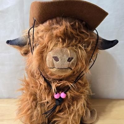 Plush Fluffy Cow in a Cowboy Hat :)