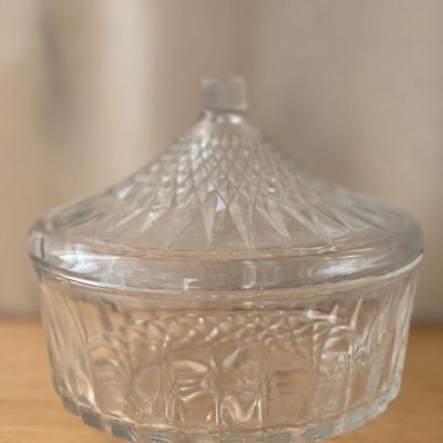 Crystal Candleholder and French Glass Candy Dish