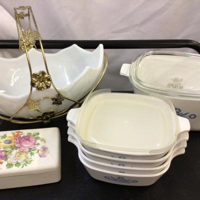 Corning Ware and Milk Glass Lot