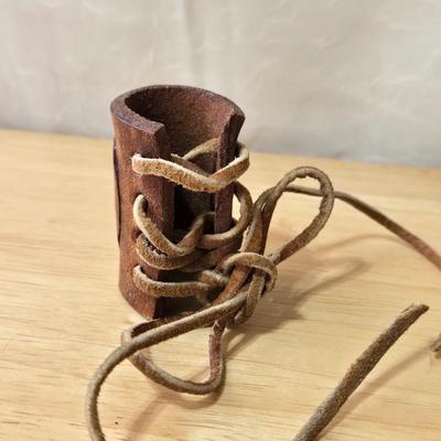 Vintage Hair Clips and Tooled Leather Lighter Holder or Shot Glass Holder