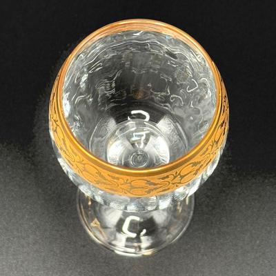 Set of 12 Cristalleria Fratelli Fumo Gold Rimmed Wine Glasses