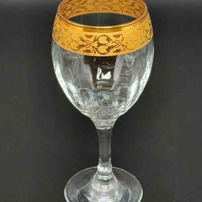 Set of 12 Cristalleria Fratelli Fumo Gold Rimmed Wine Glasses