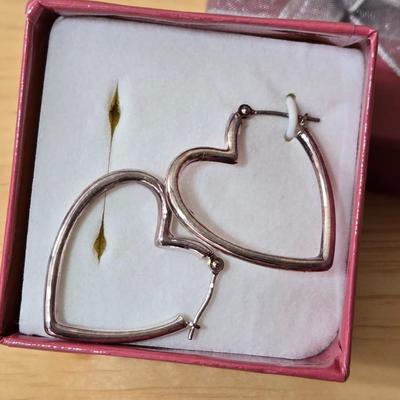 Sterling Silver Heart Hoops and Flower Earrings