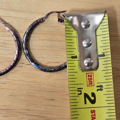Sterling Silver Hammered Hoops and Turquoise and Spider Native American Earrings