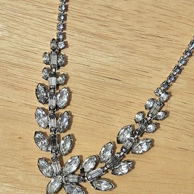 Vintage Rhinestone Necklace, Earrings, and Brooch
