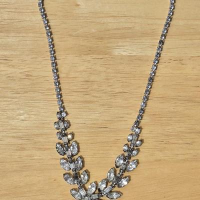 Vintage Rhinestone Necklace, Earrings, and Brooch