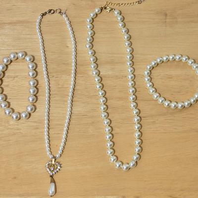 Faux Pearl Necklaces and Bracelets