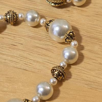 Faux Pearl Necklace & Bracelets