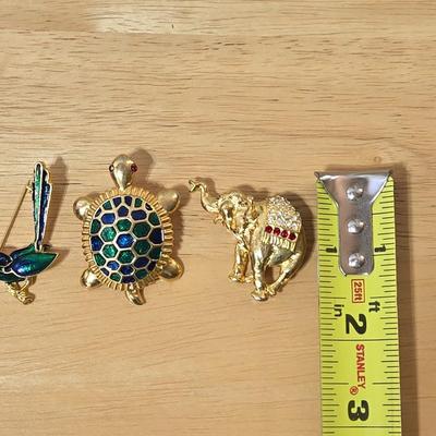 Enamel Animal Brooch Lot