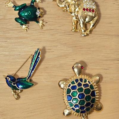 Enamel Animal Brooch Lot